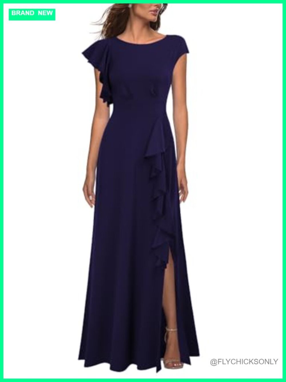 Sexy Split A-Line Maxi Dress Sleeveless Ruffle Formal Cocktail Party